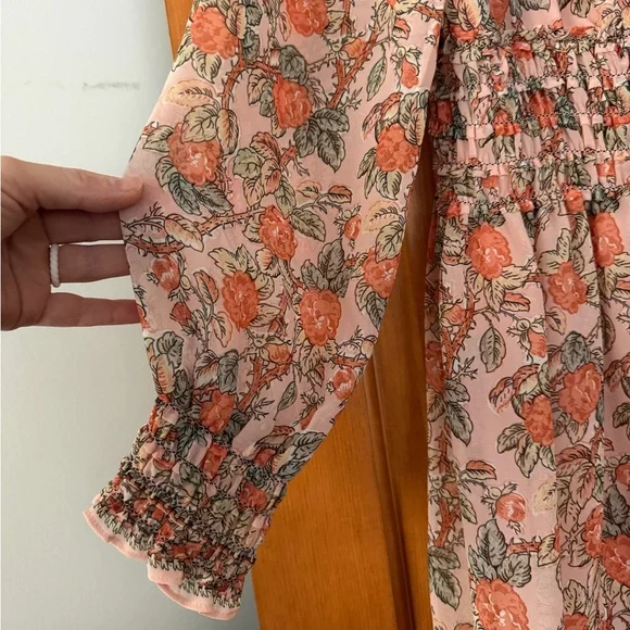 Max Studio Pink and Orange Floral Long Sleeve Dress - Picture 6 of 7